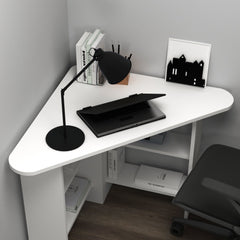 Melamine Particleboard Corner Computer Desk - Gredos 4-Shelf Storage