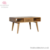 Solid Wood - Coffee Table - Single Drawer with Open Shelves | Classic Design - Petalwood Interiors