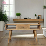 Solid Wood - Coffee Table - Single Drawer with Open Shelves | Classic Design - Petalwood Interiors