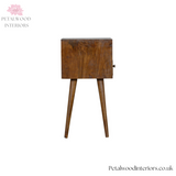 Dark Brown Solid Wood - Bedside Table with Patterned Drawer - 57cm Height