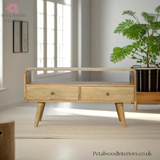 Solid Wood - TV Stand - 2 Drawers and Large Shelf - 47cm Height | Timeless Design - Petalwood Interiors