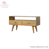 Solid Wood - TV Stand - 2 Drawers and Large Shelf - 47cm Height | Timeless Design - Petalwood Interiors