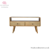 Solid Wood - TV Stand - 2 Drawers and Large Shelf - 47cm Height | Timeless Design - Petalwood Interiors