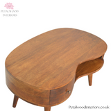 Solid Wood - Coffee Table - Dark Wood Finish - 40cm Height - Wooden Legs - Drawer Storage - Petalwood Interiors