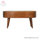 Solid Wood - Coffee Table - Dark Wood Finish - 40cm Height - Wooden Legs - Drawer Storage - Petalwood Interiors
