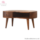 Solid Wood - Coffee Table - Dark Wood Finish - 40cm Height - Wooden Legs - Drawer Storage - Petalwood Interiors