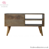 Solid Wood - Tv Stand - Hand-Made Drawers - 47cm Height | Traditional Finish - Petalwood Interiors