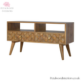 Solid Wood - Tv Stand - Hand-Made Drawers - 47cm Height | Traditional Finish - Petalwood Interiors