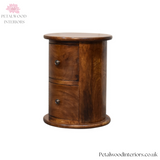 Solid Wood - Mini Round Drum Chest of Drawers - 2 Drawers - 40cm Height | Country Style - Petalwood Interiors