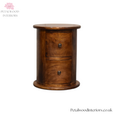 Solid Wood - Mini Round Drum Chest of Drawers - 2 Drawers - 40cm Height | Country Style - Petalwood Interiors