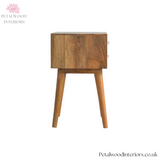 Solid Wood - Bedside Table - Green Floral Drawers  - Glass Knobs | Classic Legs - Petalwood Interiors