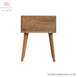 Solid Wood - Bedside Table - Green Floral Drawers  - Glass Knobs | Classic Legs - Petalwood Interiors