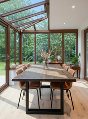 Live Waney Edge Dining Table - Walnut Finish - Metal Legs