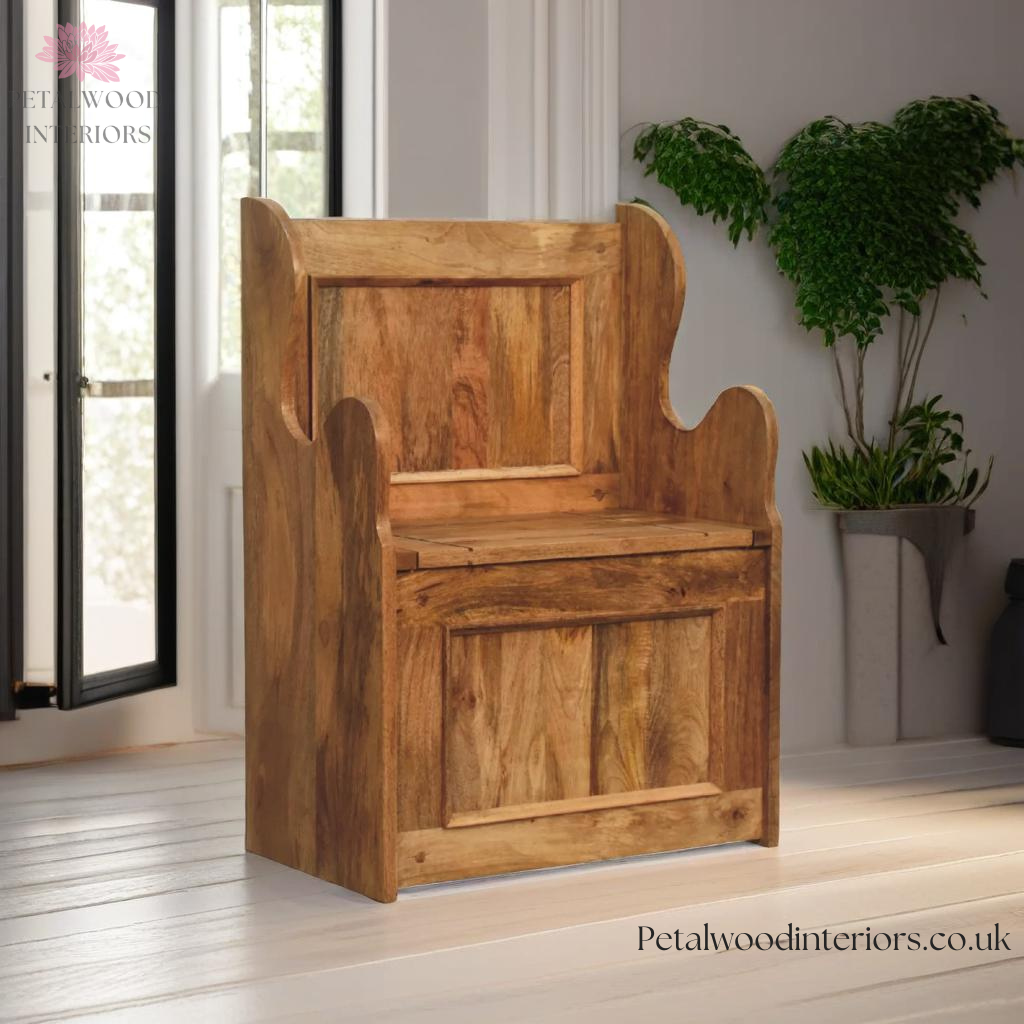 Petite Monks Bench - Handmade Solid Wood - Country Style Settle - Stor ...