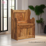Petite Monks Bench- Handmade Solid Wood -  Contry Style - Storage Seat | Timeless Design - Petalwood Interiors- Side