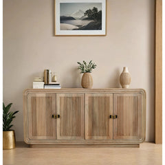 Mango Wood Sideboard - Preston Hand-Carved 4-Door Storage - 163cm