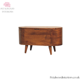 Rounded Blanket Box Solid Wood - Storage Chest - Bedroom Ottoman - Linen Trunk - Timeless Design - Petalwood Interiors - Side