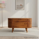 Rounded Blanket Box Solid Wood - Storage Chest - Bedroom Ottoman - Linen Trunk - Timeless Design - Petalwood Interiors - Front