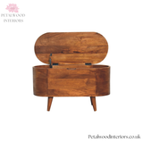 Rounded Blanket Box Solid Wood - Storage Chest - Bedroom Ottoman - Linen Trunk - Timeless Design - Petalwood Interiors - Front