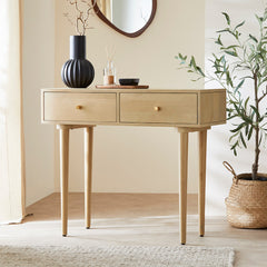 Mango Wood Console Table - Scandinavian Oslo Light Oak - Handcrafted & Kiln Dried