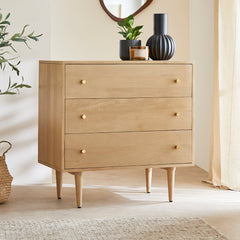 Solid Wood Chest of Drawers - Scandinavian Oslo Light Oak - Handcrafted 3-Drawer Design