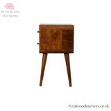 Small Bedside Table Solid Wood - Dark Brown Finish -  2 Drawers - 55 cm Height - Timesless Desingn - Petalwood Interiors - Side