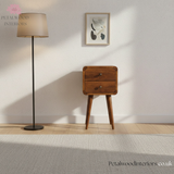 Small Bedside Table Solid Wood - Dark Brown Finish -  2 Drawers - 55 cm Height - Timesless Desingn - Petalwood Interiors - Front