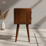 Small Bedside Table Solid Wood - Dark Brown Finish -  2 Drawers - 55 cm Height - Timesless Desingn - Petalwood Interiors - Side