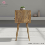 Small Light Brown Solid Wood - Bedside Table - Single Drawer and Shelf - Timesless Desingn - Petalwood Interiors - Side