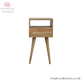 Small Light Brown Solid Wood - Bedside Table - Single Drawer and Shelf - Timesless Desingn - Petalwood Interiors - Back