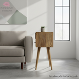 Small Light Brown Solid Wood - Bedside Table - Single Drawer and Shelf - Timesless Desingn - Petalwood Interiors - Side