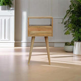 Small Light Brown Solid Wood - Bedside Table - Single Drawer and Shelf - Timesless Desingn - Petalwood Interiors - Back