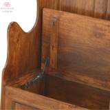 Small Storage Bench - Handmade Solid Wood - Ecclesiastical Style - Carved Details | Timesless Desingn - Petalwood Interiors 