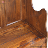 Small Storage Bench - Handmade Solid Wood - Ecclesiastical Style - Carved Details | Timesless Desingn - Petalwood Interiors