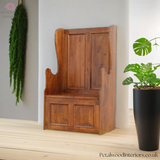 Small Storage Bench - Handmade Solid Wood - Ecclesiastical Style - Carved Details | Timesless Desingn - Petalwood Interiors - Side