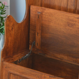 Small Storage Bench - Handmade Solid Wood - Ecclesiastical Style - Carved Details | Timesless Desingn - Petalwood Interiors