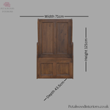 Small Storage Bench - Handmade Solid Wood - Ecclesiastical Style - Carved Details 