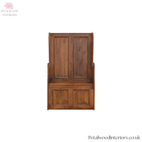 Small Storage Bench - Handmade Solid Wood - Ecclesiastical Style - Carved Details | Timesless Desingn - Petalwood Interiors - Front 1