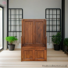 Small Storage Bench - Handmade Solid Wood - Ecclesiastical Style - Carved Details | Timesless Desingn - Petalwood Interiors - Front