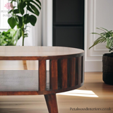 Solid Wood Coffee Table - Japanese Style - 80cm W