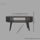 Solid Wood Coffee Table - Japanese Style - 80cm W-5