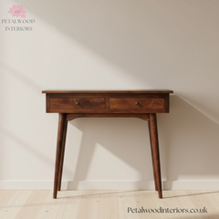 Solid Wood - Bedside Table - Brass Accents - 58cm Height - Elegant Storage - Timeless Design - Petalwood Interiors - Front