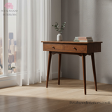 Solid Wood - Bedside Table - Brass Accents - 58cm Height - Elegant Storage - Timeless Design - Petalwood Interiors - Side