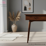 Solid Wood - Bedside Table - Brass Accents - 58cm Height - Elegant Storage - Timeless Design - Petalwood Interiors
