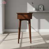 Solid Wood - Bedside Table - Brass Accents - 58cm Height - Elegant Storage - Timeless Design - Petalwood Interiors - Side