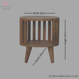 Solid Wood - Bedside Table - Japanese Design - Open Shelf Storage - 40cm Height | Traditional Finish - Petalwood Interiors