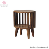 Solid Wood - Bedside Table - Japanese Design - Open Shelf Storage - 40cm Height | Traditional Finish - Petalwood Interiors