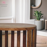 Solid Wood - Bedside Table - Japanese Design - Open Shelf Storage - 40cm Height | Traditional Finish - Petalwood Interiors