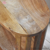 Solid Wood - Bedside Table - Japanese Design - Open Shelf Storage - 40cm Height | Traditional Finish - Petalwood Interiors