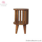 Solid Wood - Bedside Table - Japanese Design - Open Shelf Storage - 40cm Height | Traditional Finish - Petalwood Interiors